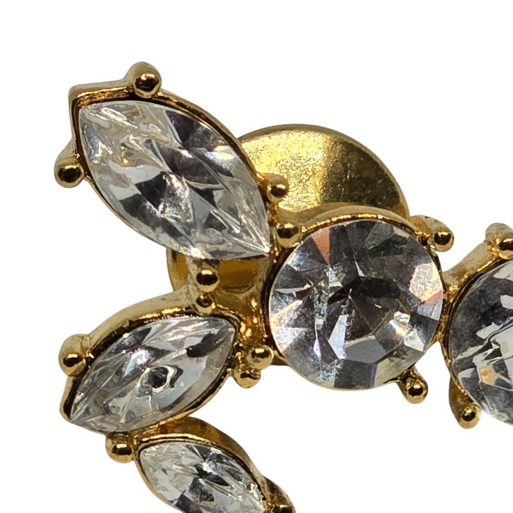 Vintage Gold Tone Crystal Rhinestone Bow Brooch Pin Bridal Formal - Picture 3 of 10